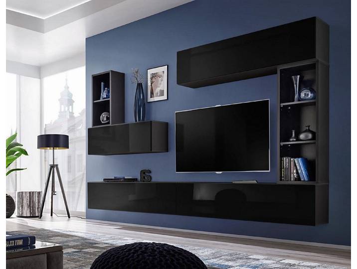 Xlmoebel Wohnwand Modernes Holzregal im Designer Stil für das Wohnzimmer, (6-St., Wohnwand), Hergestellt in Europa