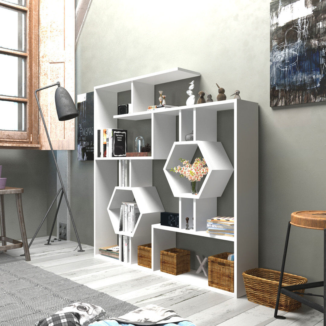 Zipcode Design Swenson 134cm H x 134cm W Bookcase White 134cm H X 134cm W X 22cm D