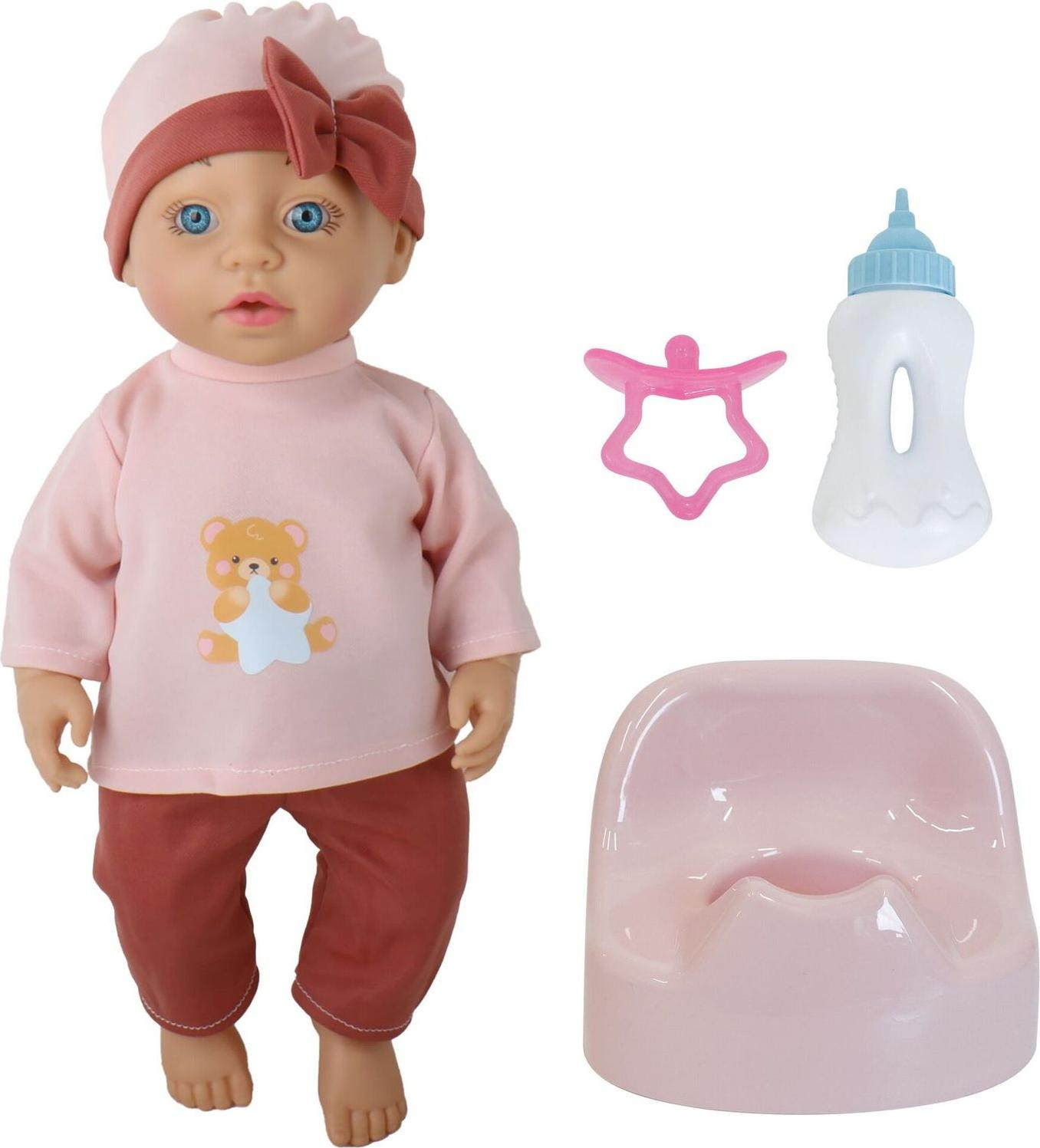 Groothandel GmbH Rosy drink- en waspoppenset met accessoires, 40 cm