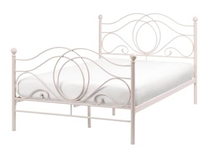 Beliani Metallbett Hellbeige 120 x 200 cm Metall Solides Gestell Integrierter Lattenrost Verzierungen Romantisch Klassisch