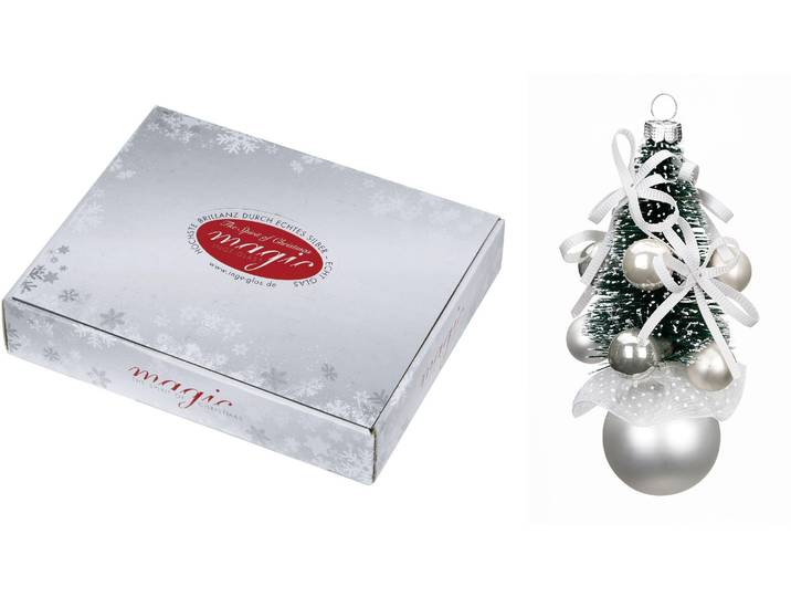 Christbaumschmuck MAGIC BY INGE Frosty Silver , silber (silberfarben), H:11,5cm, Glas, Weihnachtsbaumschmuck, Christbaumschmuck, Bäumchen