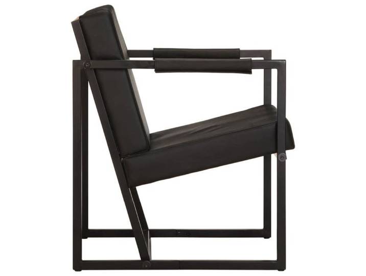 Fauteuil cuir véritable - - Noir - 55x62x75 cm - Cuir véritable - Acier enduit de poudre - Accoudoirs