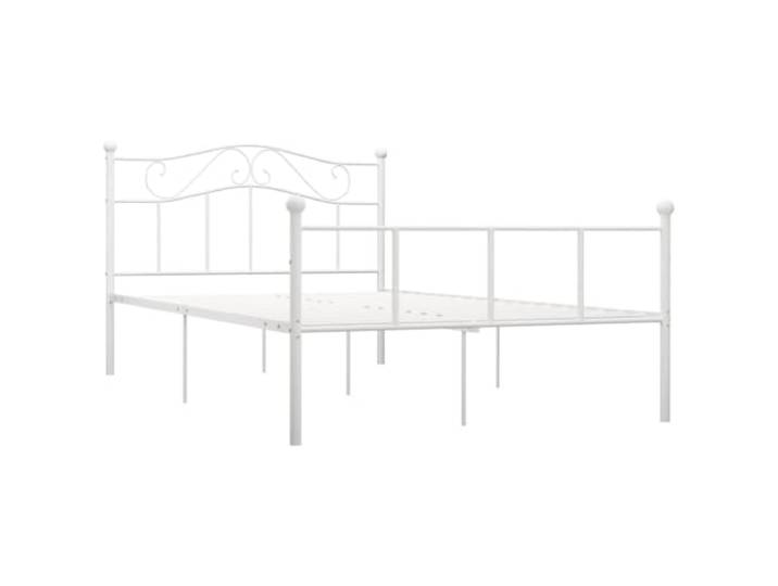 vidaXL Bettgestell Bett Metallbett Schlafzimmerbett Doppelbett Bettrahmen Schlafzimmermöbel Ehebett Lattenrost Weiß Metall 160x200cm