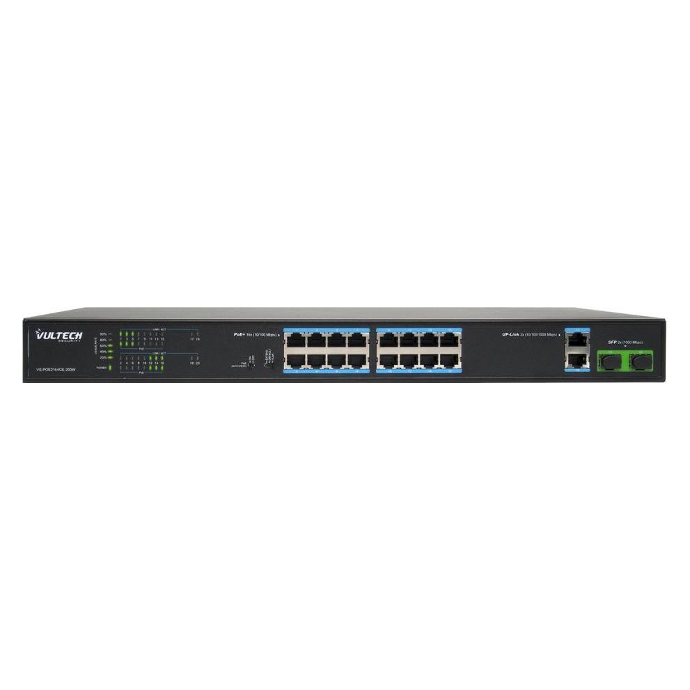 Vultech Security VS-POE2164GE-200W Netzwerk-Switch Unmanaged Fast Ethernet (10/100) Stromunterstützung (18 Ports) (VS-POE2164GE-200W)