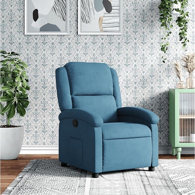 Clicnbuy Sillón reclinable de terciopelo azul