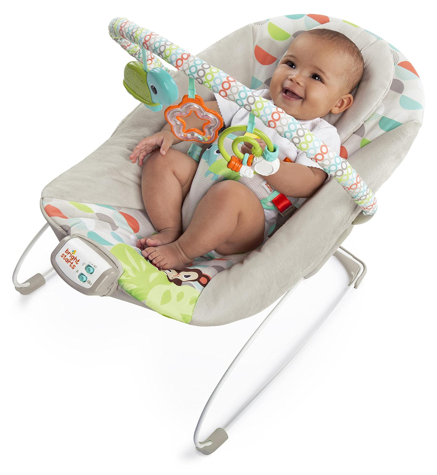Bright Starts Happy Safari babyzitje met trillingen en melodieën, geschikt vanaf 0 maanden