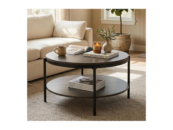 LuxusKollektion Couchtisch Runder Couchtisch 80cm grau (1-St)