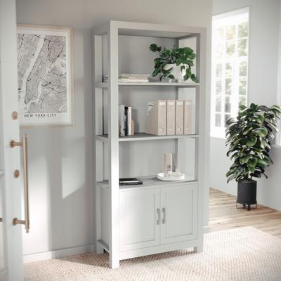 Martha Stewart Modern Engineered Wood 4-Tier Shaker Style Bookcase with Cabinet
