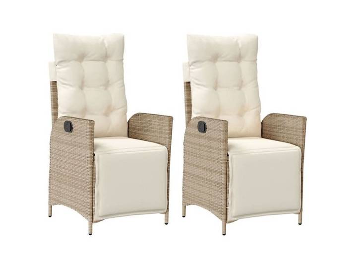 &Mode Lot de 2 fauteuils relax/ Chaises inclinables de jardin - style moderne - avec repose-pied rotin Sale539584