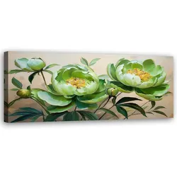 WANDBILD zusammensetzung der grünen pfingstrosenblumen