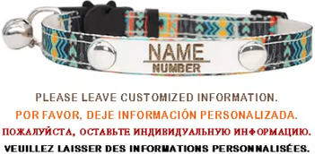 Inspire Curations Personalized Bell Cat Collar Adjustable Breakaway Buckle Small Dog Collar Pet Supplies Nameplate Kitten Collar Accessory color