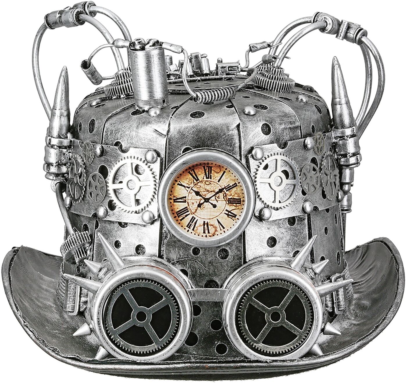 Dekoobjekt CASABLANCA BY GILDE "Hut Steampunk, silberfarben", silber (silberfarben), B:26cm H:21cm T:31cm, Kunststoff, Dekofiguren, Dekoobjekt silberfarben B/H/T: 26cm x 21cm x 31cm