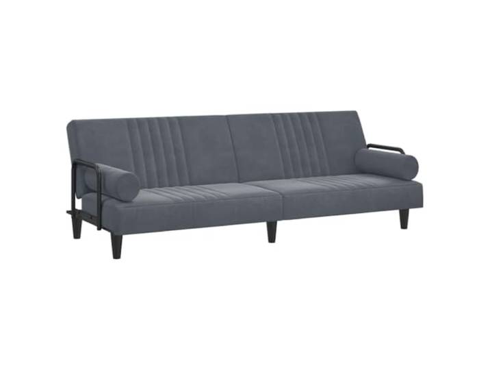 Todiikf Schlafsofa Dunkelgrau Samt Couch mit Armlehnen Klappbar Flexibles Bettsofa für Wohnzimmer und Schlafzimmer mit verstellbarer Rückenlehne, zwei Weichkissen und Sperrholzrahmen.