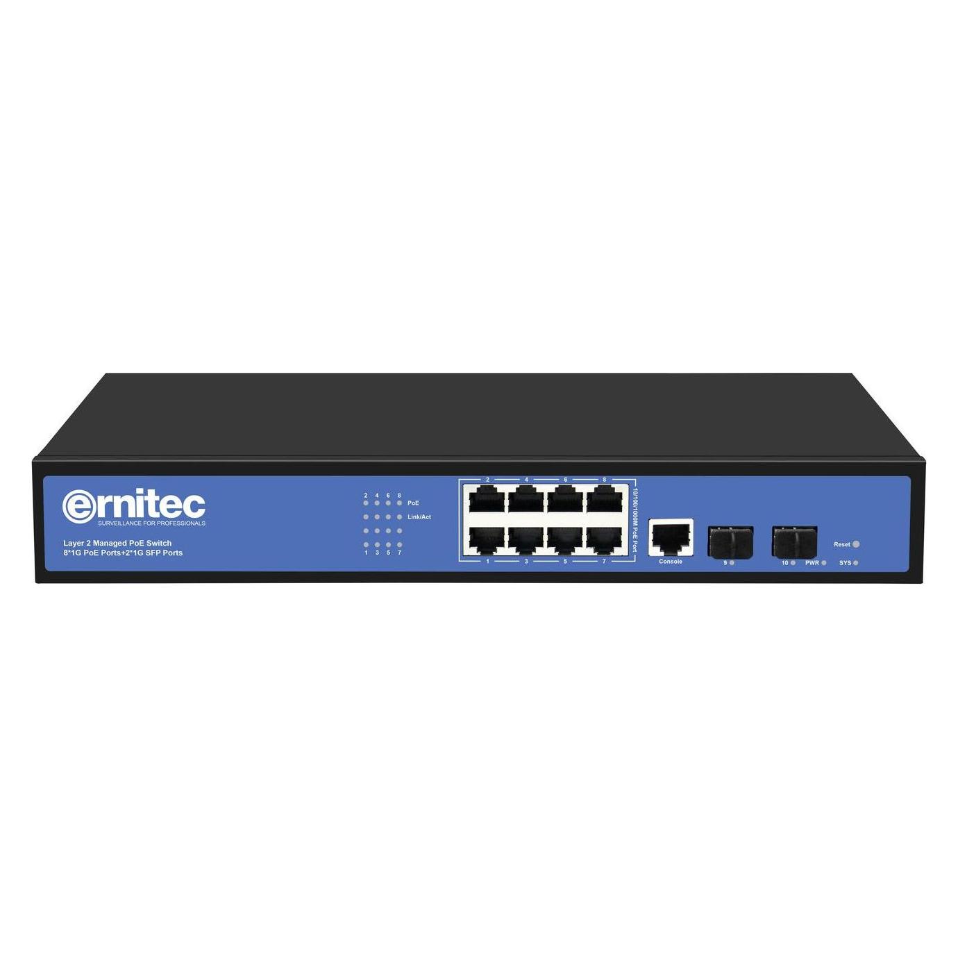 Ernitec Managed Layer 2+ Switch, 8 x (8 Ports) (ELECTRA-M08-1GB-150W)