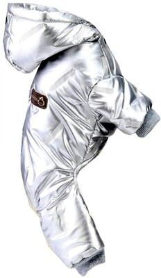 Inspire Daily Merch Waterproof Thicken Warm Dog Jumpsuit Winter Hooded Coat For Big Small Dogs Chihuahua Puppy Overalls Jacket sliver l