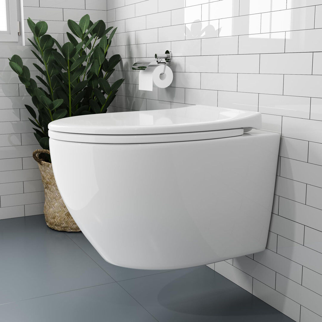 HOROW Lebanon LPF Round Wall Mounted Wall Hung Toilets (Seat Included) White / Oil Rubbed Bronze;Polished White 520mm H