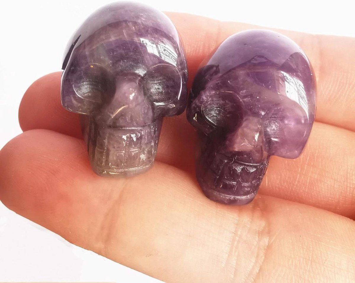 Amethist Mini Kristal Schedels - Handgesneden Edelsteen Figuren voor Decoratie en Meditatie - 25 mm