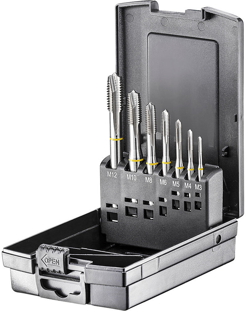 kaiserkraft Maschinengewindebohrer-Satz, DIN 371/376 HSSE-Co5 Typ Form B mit Farbring - PREMIUM, Set klein, 7 Teile