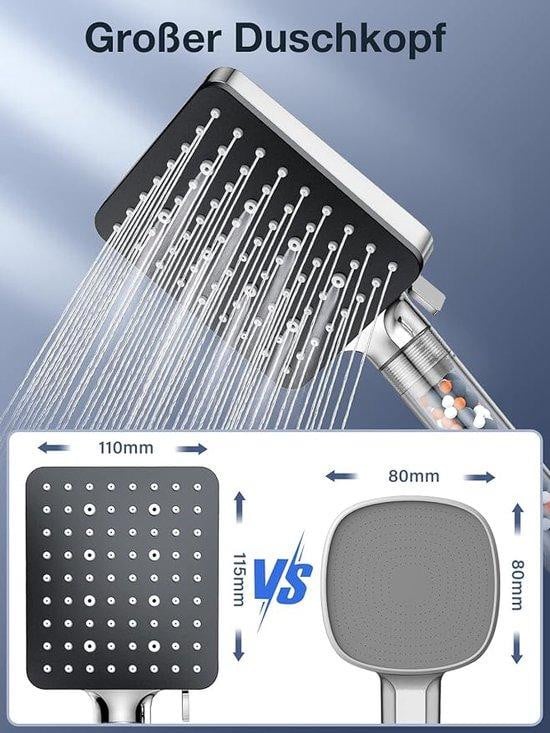 Famanu douchekop met waterfilter - zwart