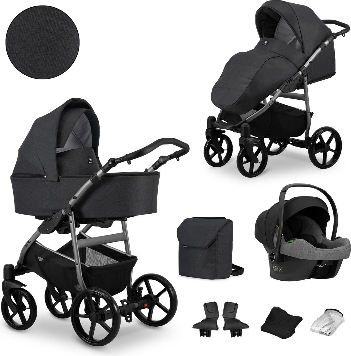 Kunert 3in1 MATA Babywagen Anthrazit/Graphit mit Tragetasche, Sportsitz und Autositz