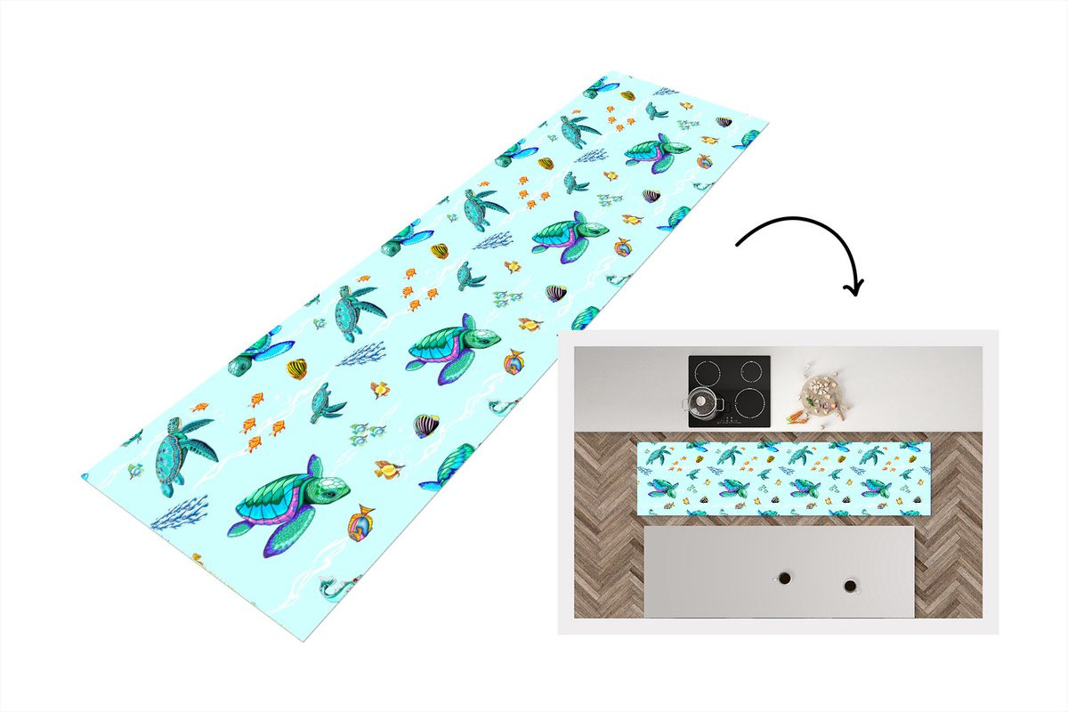 KitchenYeah Keukenloper Vinyl met Dierlijke Patronen - 200 x 50 cm