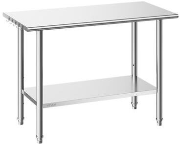 VEVOR Stainless Steel Work Table, 24x48 Inch Food Prep Table, Commercial Kitchen Workstation with Adjustable Undershelf