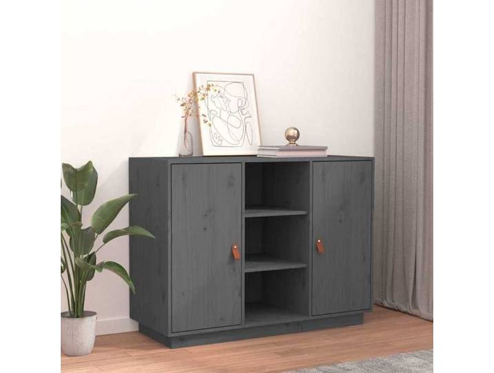 Gris Buffet Gris 100x40x75 cm Bois massif de pin - Meuble Rangement LV34111