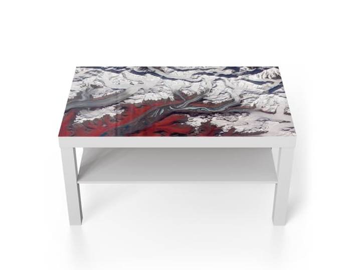 DEQORI Glastisch weiß groß 90x50 cm Motiv Ästhetik der Erde ausgefallener Beistelltisch aus Glas Hochglanz Couchtisch fürs Wohnzimmer moderner Couch Tisch mit Design