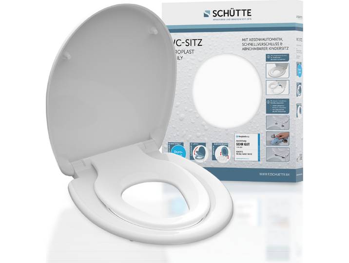 SCHÜTTE FAMILY WHITE siège de toilette avec siège enfant\, siège de toilette en duroplast avec mécanisme de fermeture souple et fermeture rapide
