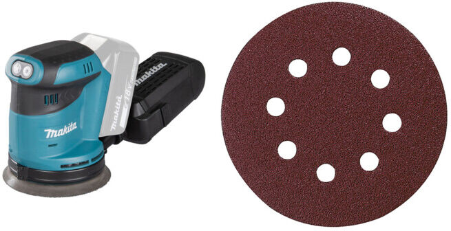 Set Makita Akku-Exzenterschleifer DBO180Z + Schleifpapier Klett 125 K240