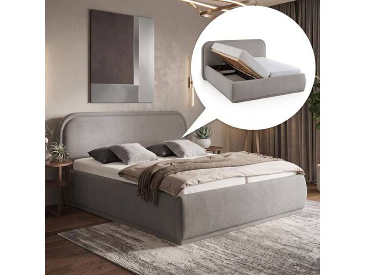 Polsterbett Serenis Komfort Webstoff mit Bettkasten und Lattenrost 160x200cm Organisch, Mit
