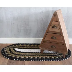 Oval Seagrass Black, White & Tan - Classic - 60x120cm