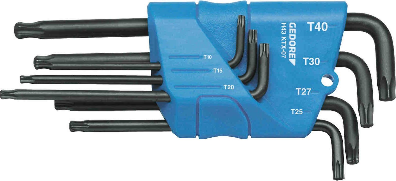 Gedore set hoekschroevendraaiers met houder, 7-delig, TORX T10-T40, H 43 KTX-07