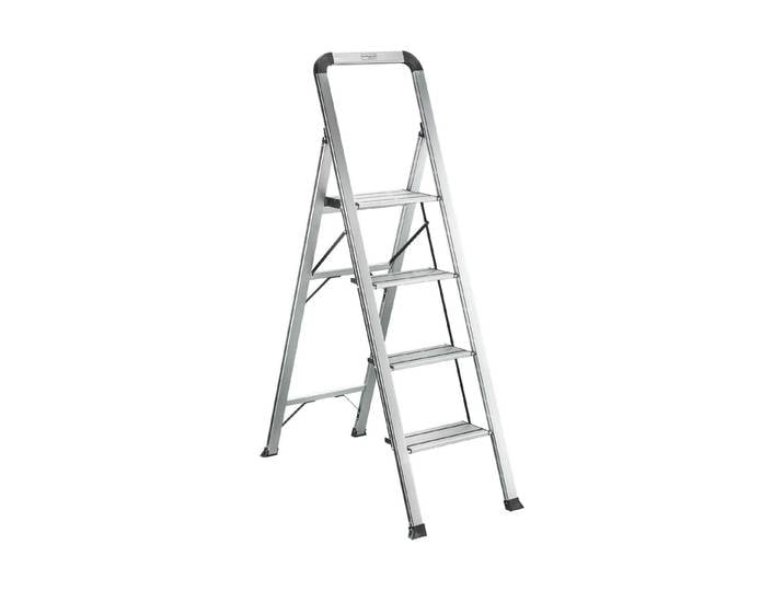 Klapptritt Technocraft 4 Stufen , silber (silberfarben), H:143,5cm L:54cm, Aluminium, Leitern, Klapptritt