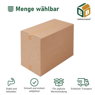 BB-Verpackungen GmbH 10 x Faltkarton (1200 x 600 x 600 mm) stabil 2-wellig Versandkarton für schwere Gegenstände Paket DHL Hermes Schachtel Box braun BB-Verpackungen