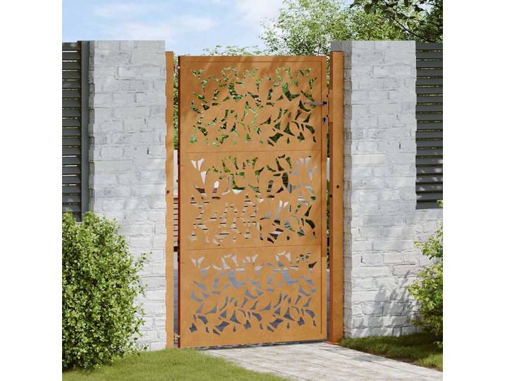 vidaXL Gartentor 100x150 cm Wetterfester Stahl Blattdesign