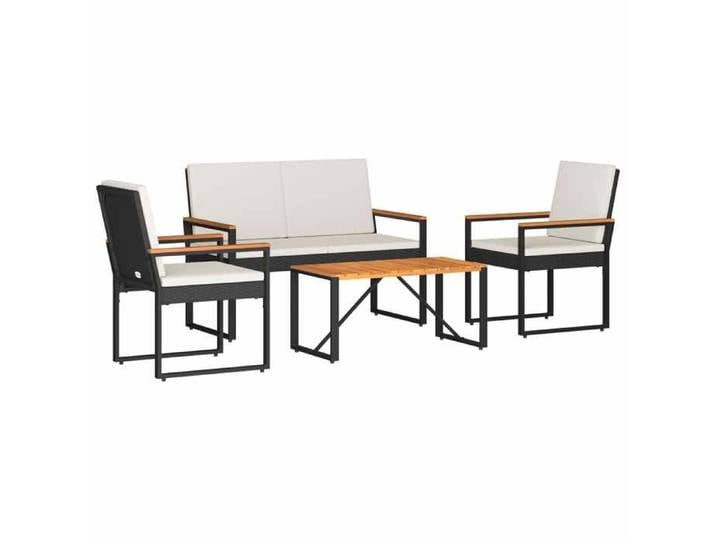 Ensemble de meubles d'extérieur avec coussins - 4 pièces : 1 banc + 1 table - - polyrotin - 80x40x38 cm yce33r564