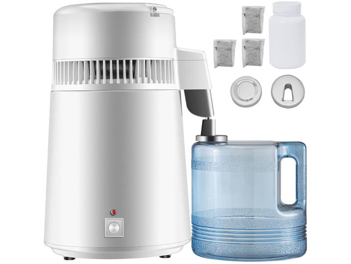SucceBuy 4L distillateur d'eau purificateur filtre distributeur chauffage bouteille adoucisseur 304 acier inoxydable appareil ménager