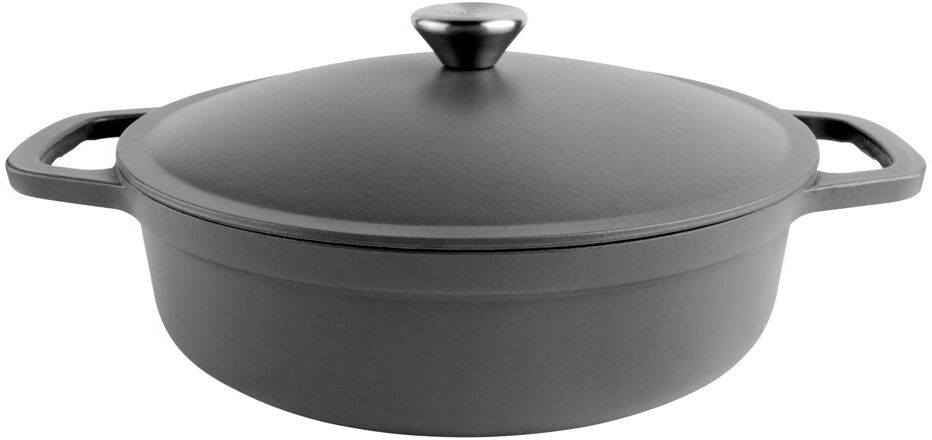Commichef Lightweight Cast Iron 3L Enamelled Cast Iron Dutch Oven Black 3