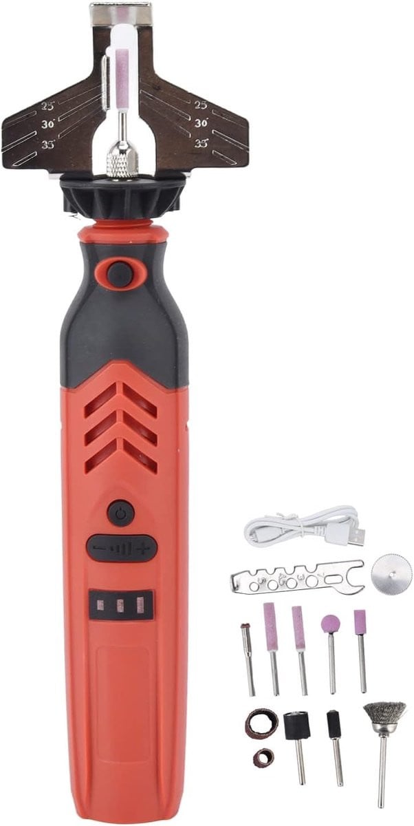Rode Draadloze Handheld Kettingzaag Slijper Kit voor Onderhoud van Gereedschap