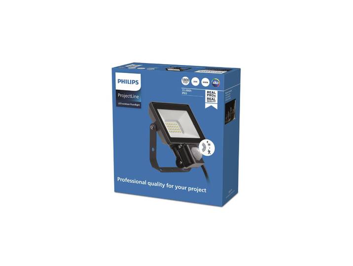 Philips ProjectLine Außenstrahler Sensor 3000K 20W, schwarz, Metall,