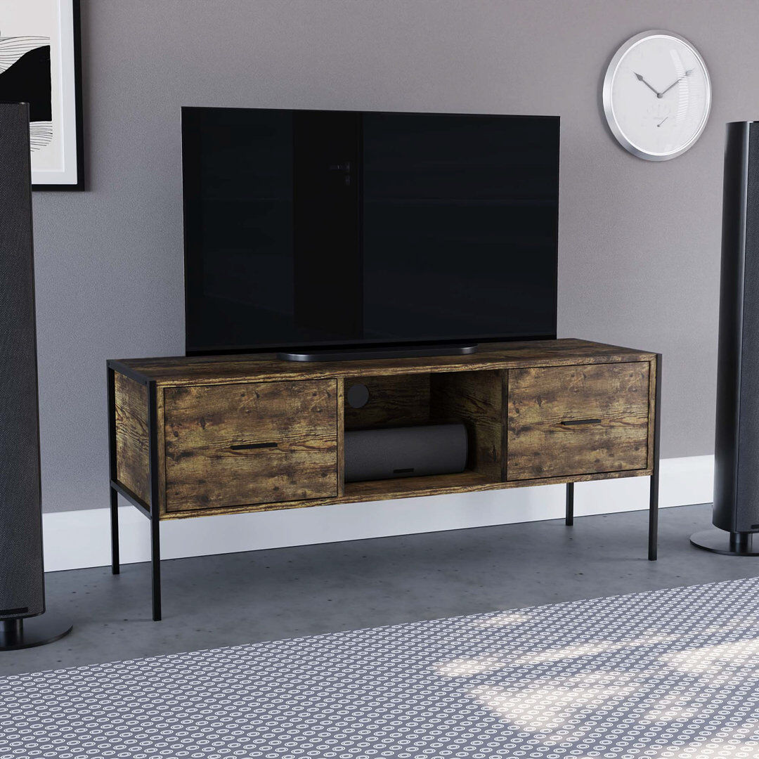 Borough Wharf Sylvie Industrial TV Stand With Storage Cabinet for TVs up to 55" Dark Wood 55"