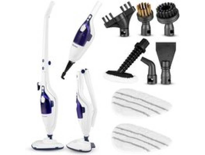 Balai vapeur 2en1 - ZEEGMA Puur Control - Nettoyeur vapeur - Pliable - 1500 W - 13 accessoires - Chauffe 20s - Câble 7m - Blanc