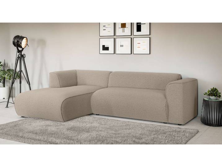 Ecksofa, Struktur, Beige, 257×161 cm, Ottomane Links, Aufwendig Gepolstert, Inosign
