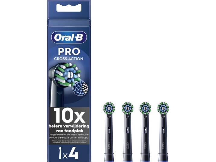 Oral-B Pro Cross Action zwarte opzetborstels, 4 stuks