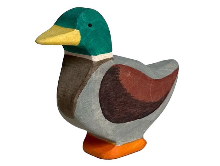 Holztier Ente, handgefertigt, 7,5 x 6 x 2 cm