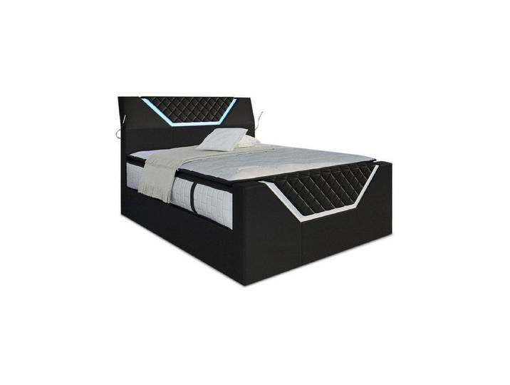 Boxspringbett Nantes Schwarz/Weiß 200x220 cm