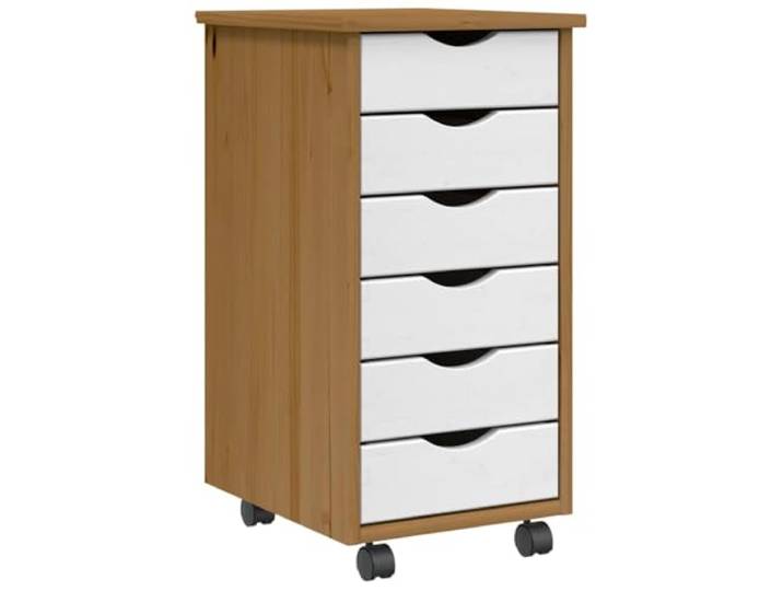 RJPLMFV Schubladenschrank aus massivem Kiefernholz, honigbraun Massives Kiefernholz, flexible Räder, konkaver Griff, Wandbefestigung inklusive, vielseitig einsetzbar