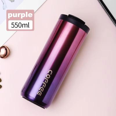 Inspired Finds 400ml Stainless Steel Thermal Coffee Mug Leak Proof Travel Thermos Cup purple 550ml