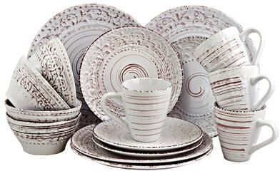 Elama Coastal Sands Shell 16-piece Dinnerware Set